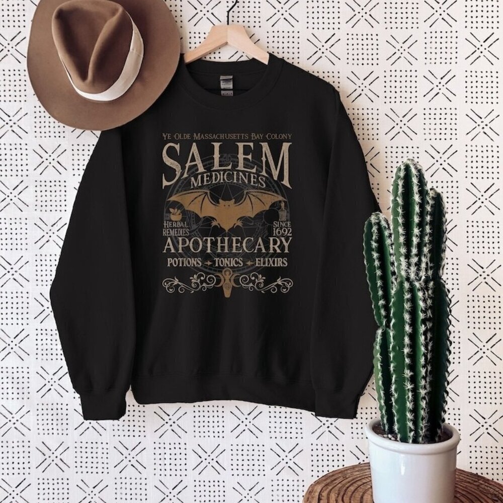 Salem Apothecary Halloween Sweatshirt Witchy Spooky Cozy Fall Pullover